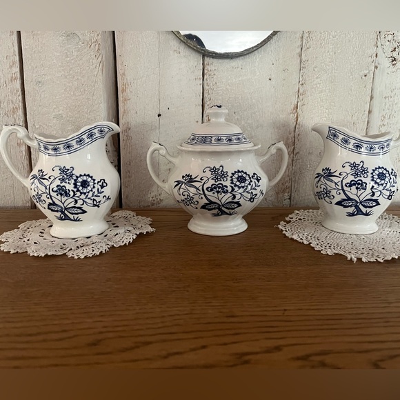 J&G Meakin Other - Vintage J&G Meakin Blue Nordic Creamer Sugar Bowl Jug Set | MCM England